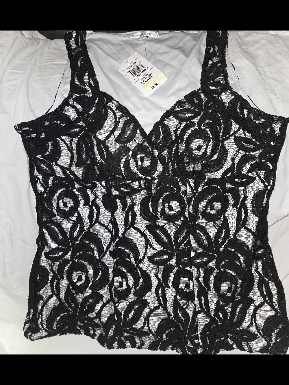 Black Lace Floral V-Neck-Moa Moa